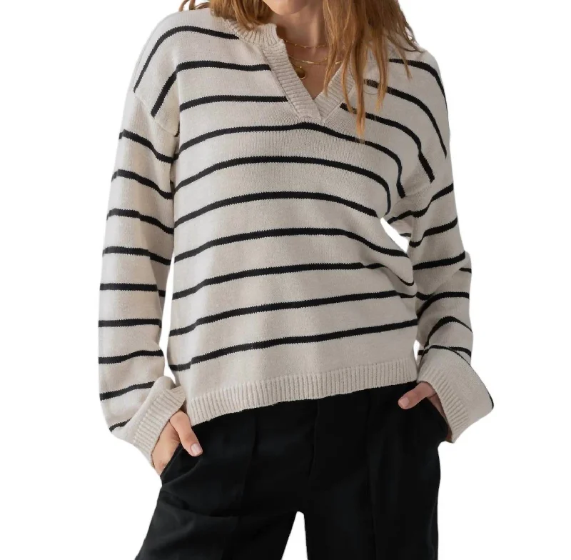 Huge Price Cut Chill Vibes Sweater In Chalk Black Stripe