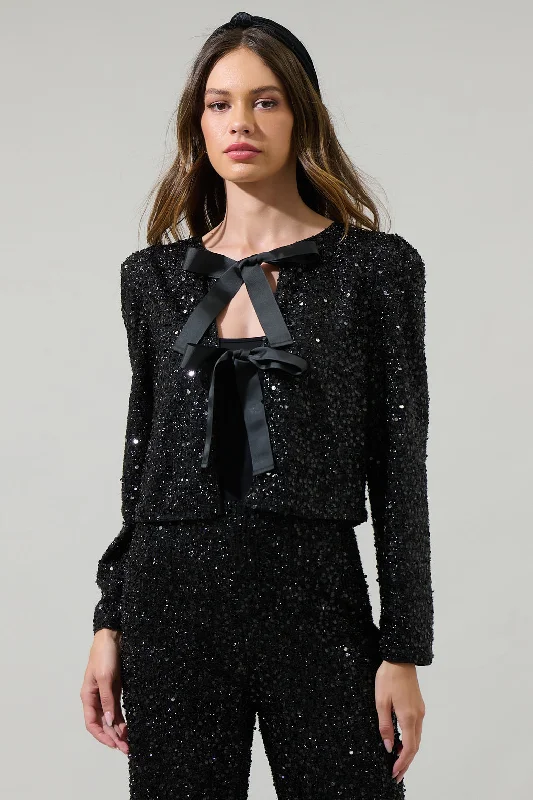 New Styles Just In Katy Sequin Bow Tie Cardigan