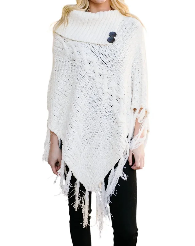 Great Prices On Feminine Styles Working Overtime Sweater Poncho In Ivory