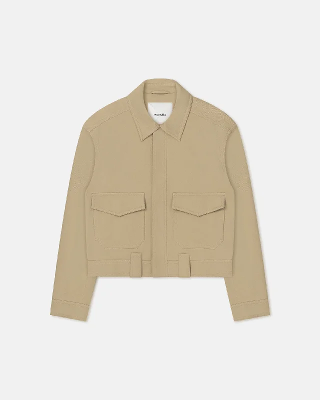 Latest Trends Ruben - Cropped Cavalry Twill Jacket - Pebble