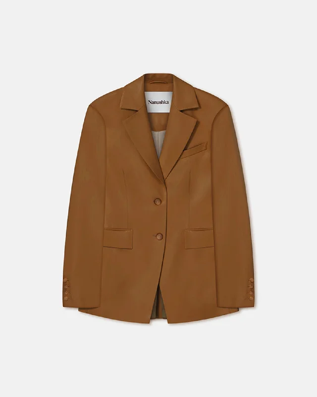 Women's Casual Clothing For Lounging Stylish Spring Fashion Hathi - Okobor™Alt-Leather Blazer - Tobacco Women's Casual Clothing For Lounging Stylish Spring Fashion Hathi - Okobor™Alt-Leather Blazer - Tobacco