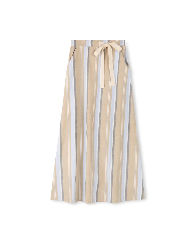 Flash Sale, Don't Miss Linen Stripe Rope Belt Skirt