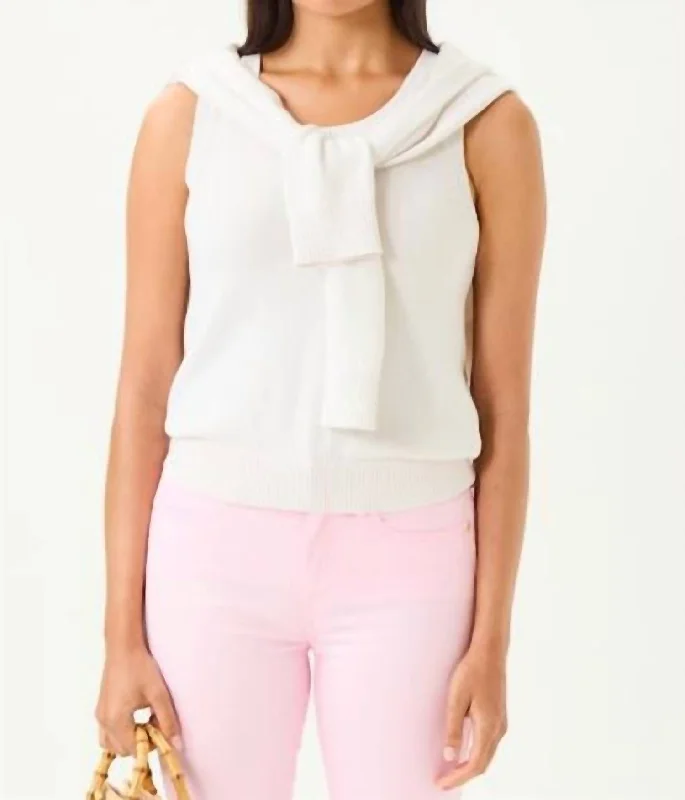 Polished Finish Amalia Sweater Tank In Resort White