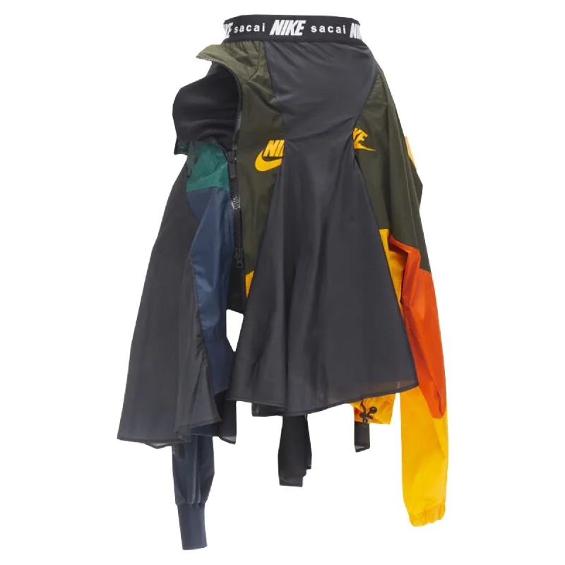 Women's Luxury Attire Women's Urban Fashion Sacai Nike windbreaker patchwork draped skirt Women's Luxury Attire Women's Urban Fashion Sacai Nike windbreaker patchwork draped skirt