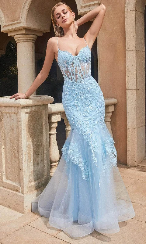 All Season Basics Discount Cinderella Divine 9316 - Sleeveless with Sheer Corset and Embroidery Prom Dress