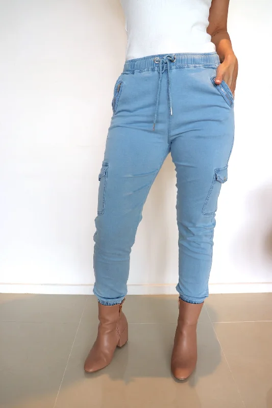 Formal Garments For Women Limited Time Flash Sale Cargo Denim Jeans in Blue