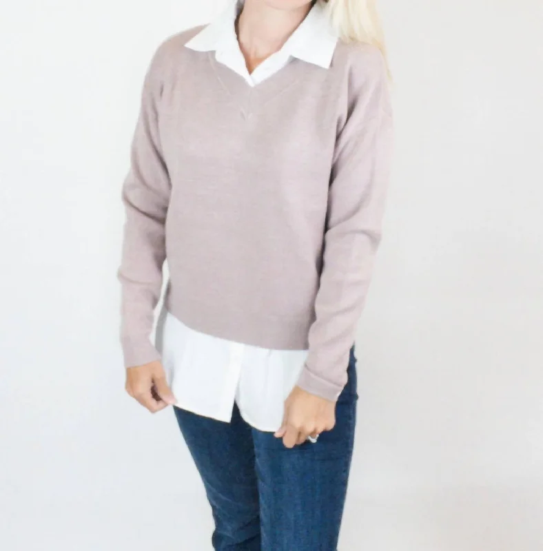 Women's Stylish Vacation Attire Save On Classic Elegant Styles V-Neck Sweater In Rosewood Women's Stylish Vacation Attire Save On Classic Elegant Styles V-Neck Sweater In Rosewood