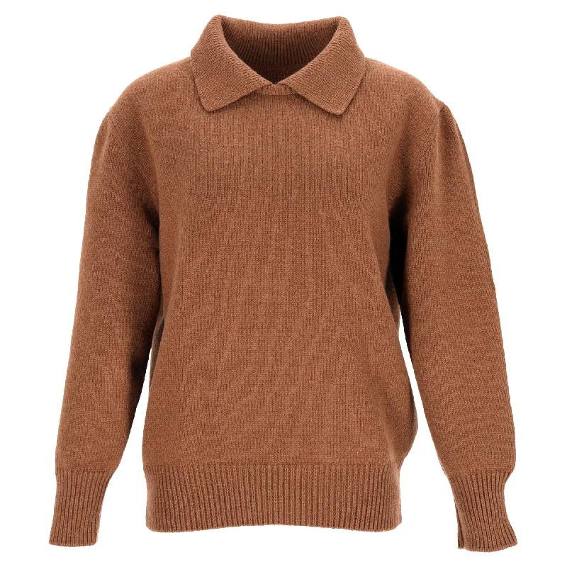 Stylish Savings The Row Knitted Collared Sweater in Brown Merino Wool