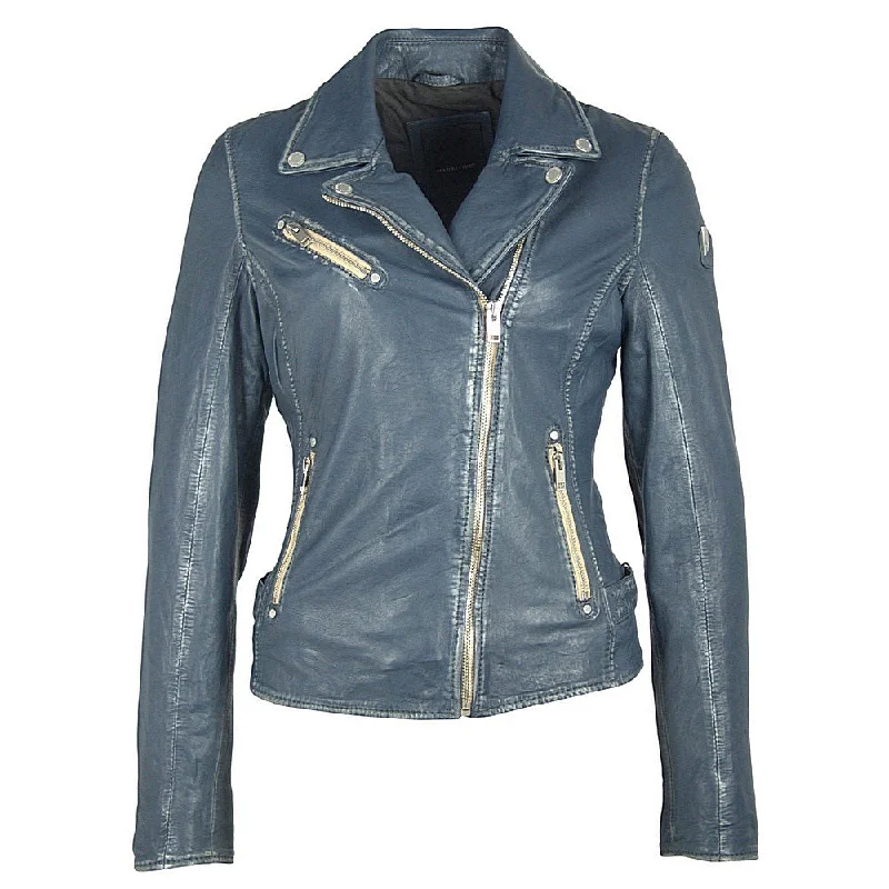 Grab Romantic Date - Night Styles Now Sofia Leather Jacket, Denim Blue