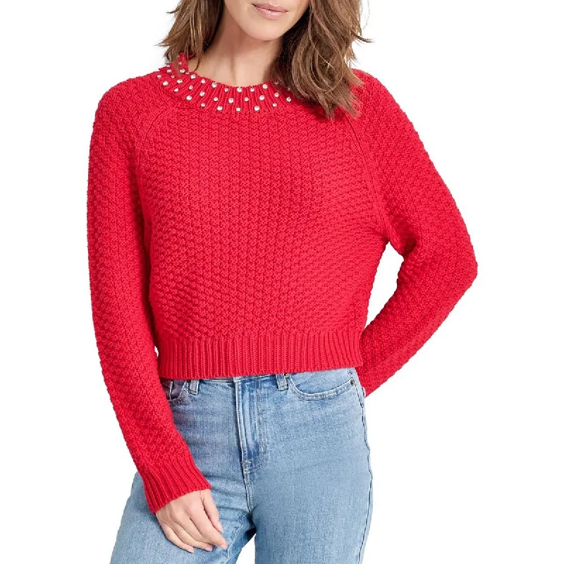 Exclusive Sale Womens Embellished Cotton Pullover Sweater