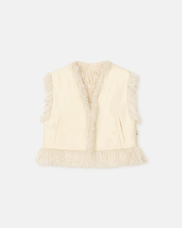 Women's Vintage-Inspired Clothing Hot Sale Xylia - Faux Racka Fur Vest - Creme