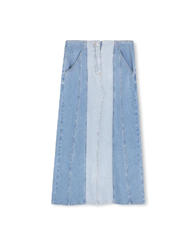 Huge Discounts This Week Denim Contrast Panel Skirt