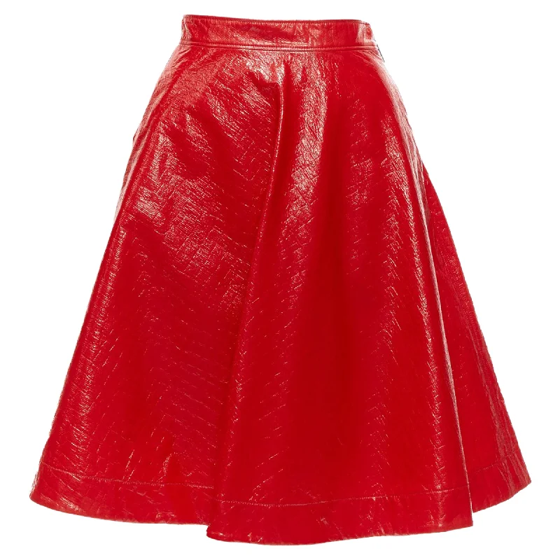 Casual Weekend Relaxed Style MSGM faux patent high shine crinkled A-line skirt