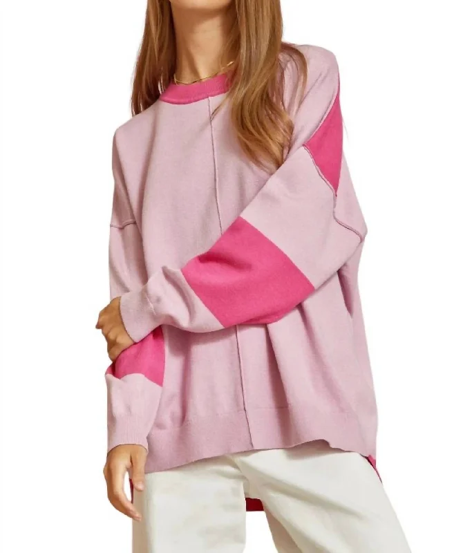 Limited Time Offers You Know Me Colorblock Sweater In Blush Multi