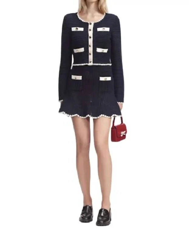 Formal Clothing For Women Special Offers Contrast Trim Cardigan In Navy