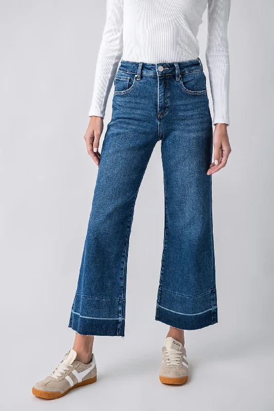 Discover Now Risen Kaia High Rise Released Hem Crop Wide Leg Jeans