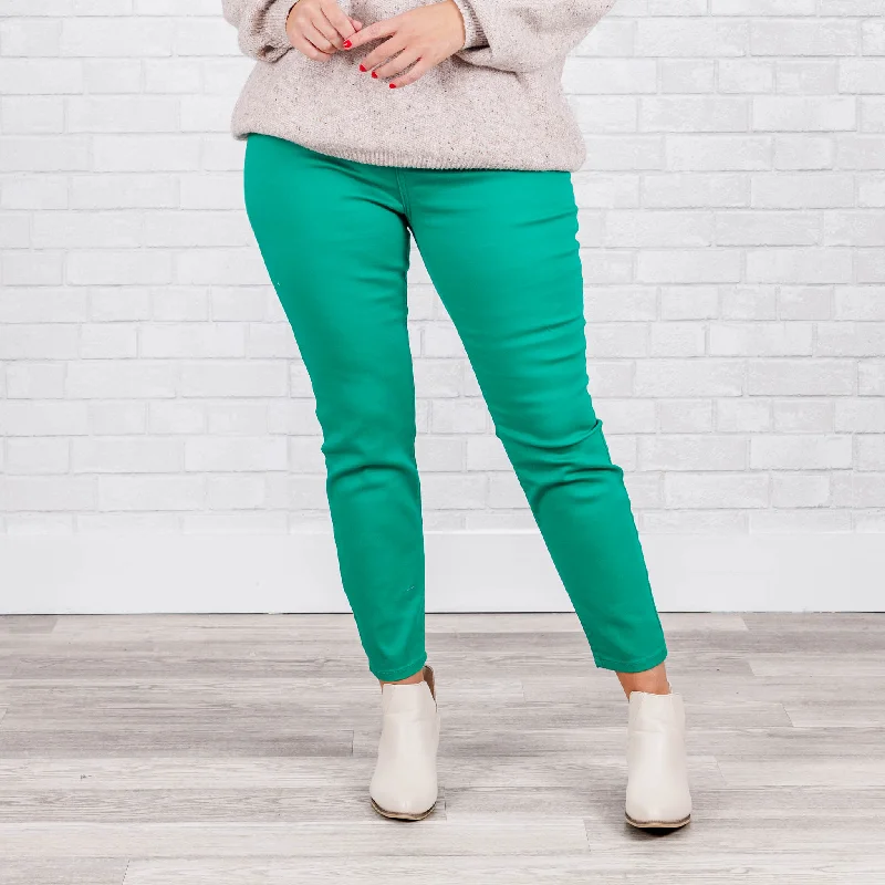 Feminine Grace I'm That Girl Jeans, Kelly Green