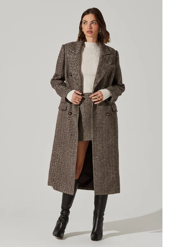 Big Savings On Rustic Countryside Styles Morana Coat, Brown Herringbone