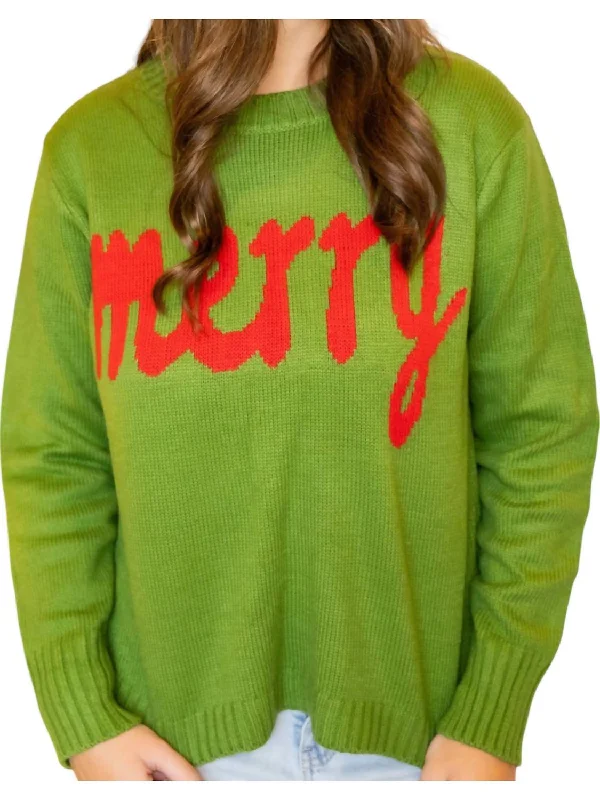 Feminine Elegance Merry Sweater In Green