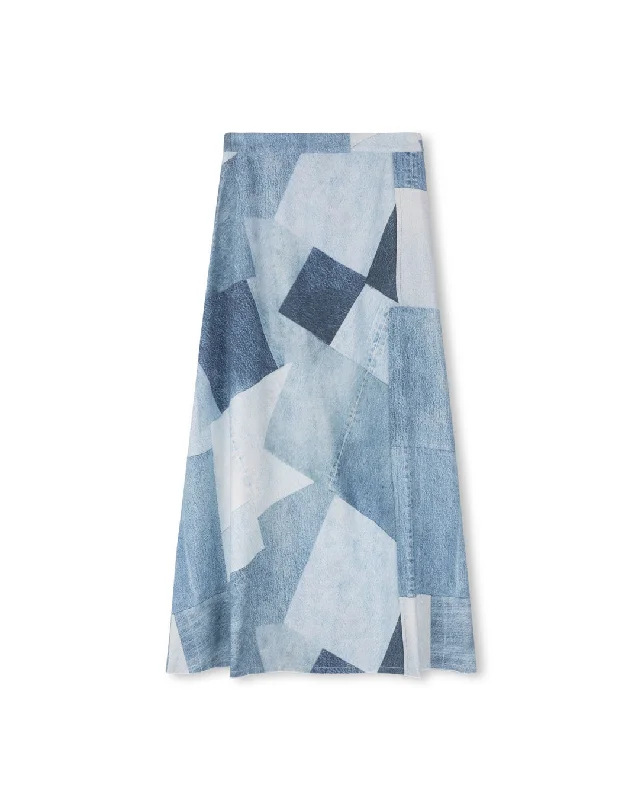 Women's Formal Event Attire Massive Savings Patched A-Line Denim Skirt