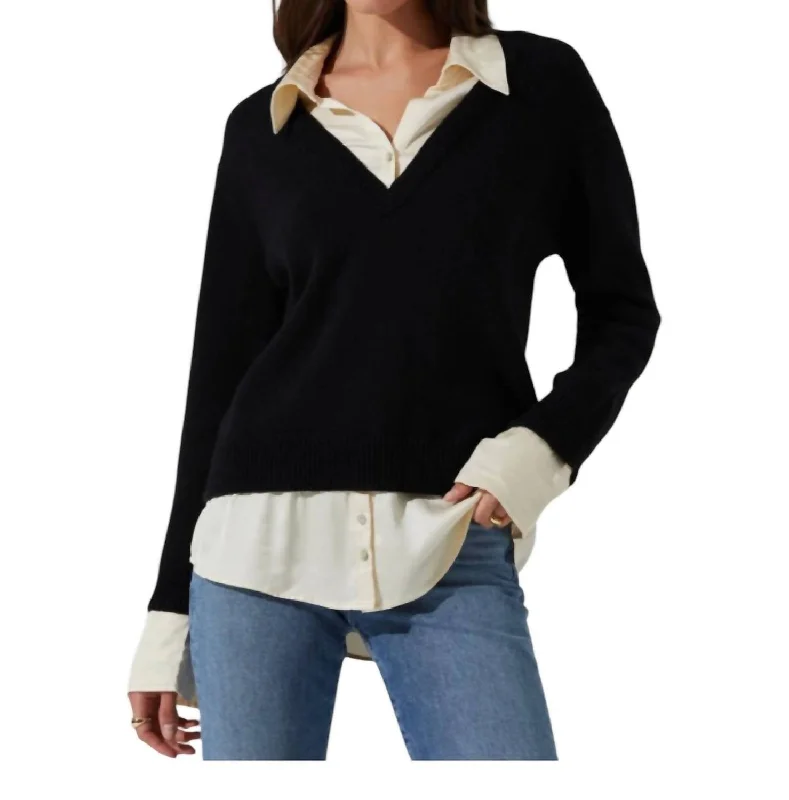 Trend Alert Jianna Layered Sweater In Black/cream