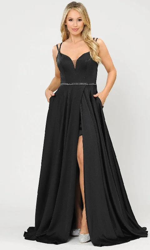 Women's Stylish Vacation Attire Huge Savings On Parisian Styles Poly USA 8654 - High Slit Satin Prom Dress Women's Stylish Vacation Attire Huge Savings On Parisian Styles Poly USA 8654 - High Slit Satin Prom Dress