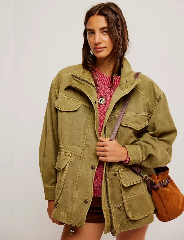 Don't Miss Out Arya Utility Jacket, Dried Herb