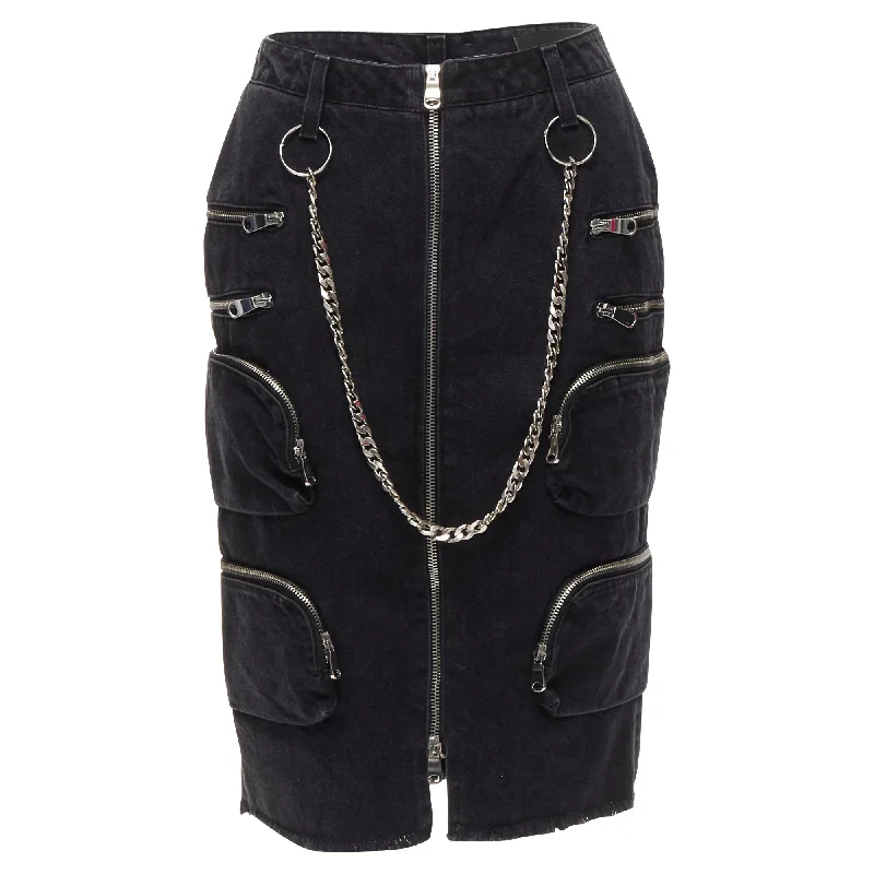 Essentials On Sale Faith Connexion NTMB denim punk chain multi pockets skirt