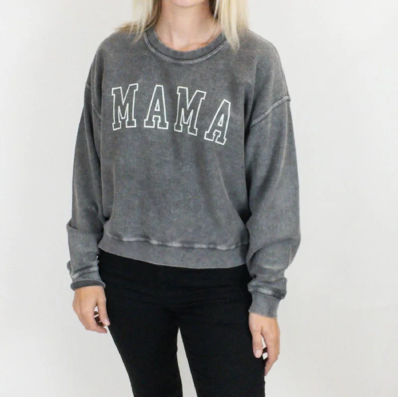 Limited Time Deal Mama Cropped Thermal Vintage Pullover In Grey