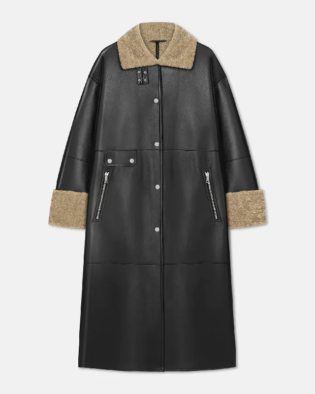 Women's Holiday Clothing Fashion Sale Liesel - Bonded Shearling Coat - Cornstalk/Black Women's Holiday Clothing Fashion Sale Liesel - Bonded Shearling Coat - Cornstalk/Black