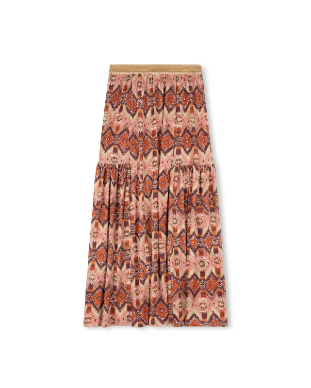 Embrace New Fashion Elastic Waist Printed Jersey Skirt