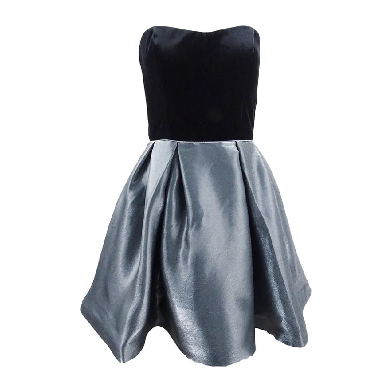 Women's Formal Event Attire Parisian Effortless Chic Style Betsy & Adam Women's Strapless Velvet Satin Fit & Flare Dress Women's Formal Event Attire Parisian Effortless Chic Style Betsy & Adam Women's Strapless Velvet Satin Fit & Flare Dress