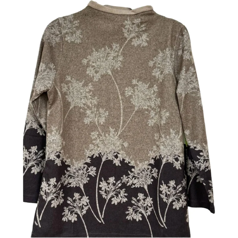 Discover Now Women's Funnel Neck Ombre Print Sweater In Taupe