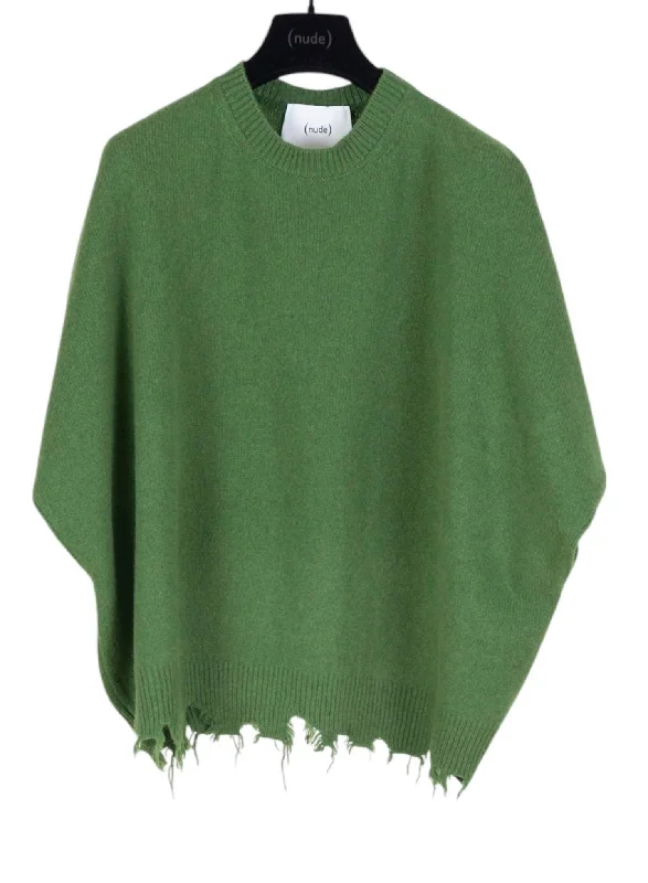 Women's Holiday Clothing Attire Sale Women's Crew Neck Short Sleeve Knit With Raw Edges Sweater In Clorophyll Women's Holiday Clothing Attire Sale Women's Crew Neck Short Sleeve Knit With Raw Edges Sweater In Clorophyll
