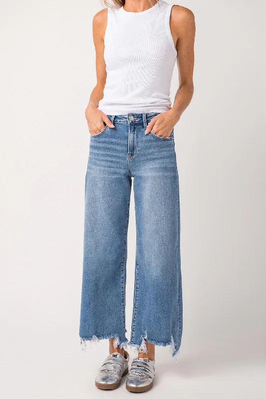 Huge Discounts This Week Risen Bobbie Rise Step Hem Crop Wide Leg Jeans