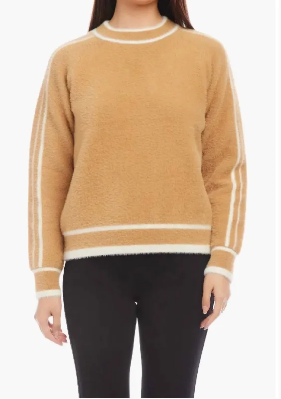 Laid-Back Elegance Textured Sweater In Camel