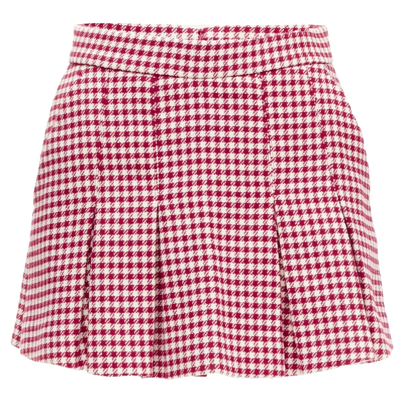 Chic Outfits Valentino Garavani wool blend gingham pleated high waist skorts