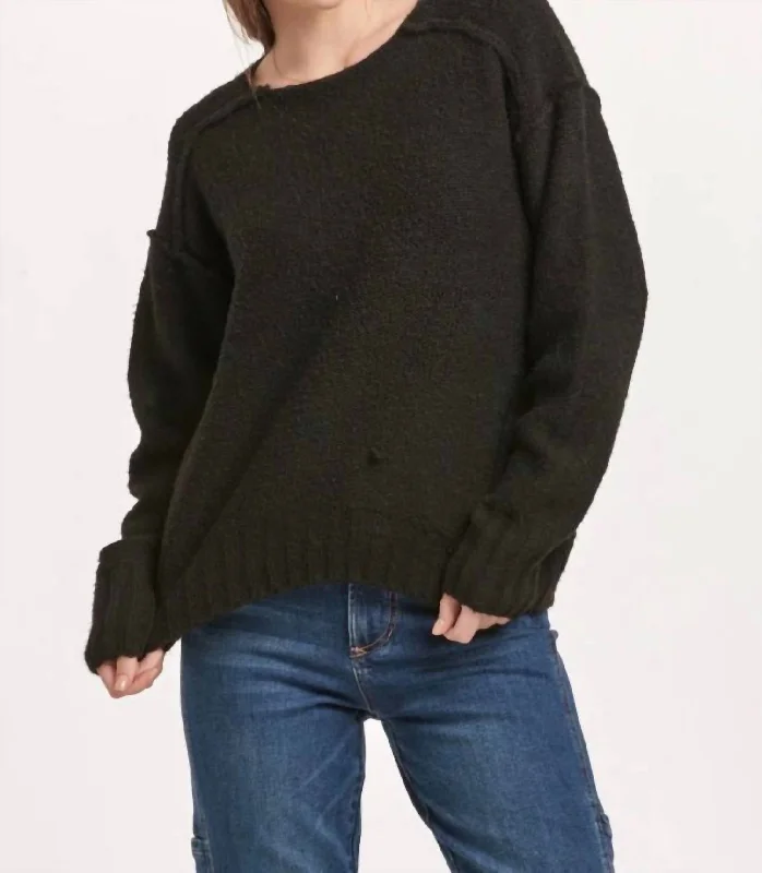 Women's Formal Event Attire Elegant Contour Jessica Exposed Seam Sweater In Black