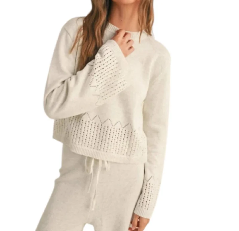 Trending Items Crochet Border Sweater In White