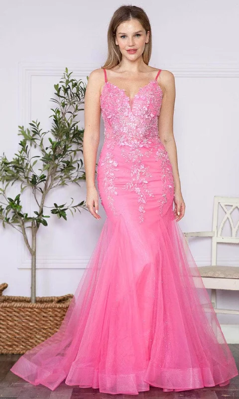 Exclusive Sale Poly USA 9374 - Sleeveless Godets Mermaid Prom Dress