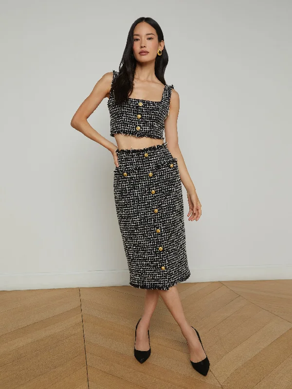 Eco Friendly Fashion Sale Tai Tweed Midi Skirt