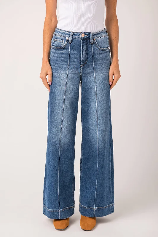 Chic And Trendy Risen Dani High Rise Front Pintuck Ankle Wide Leg Jeans