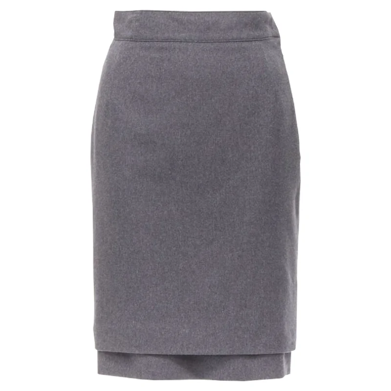 Luxe Layering Oscar De La Renta wool double layered hem pencil skirt