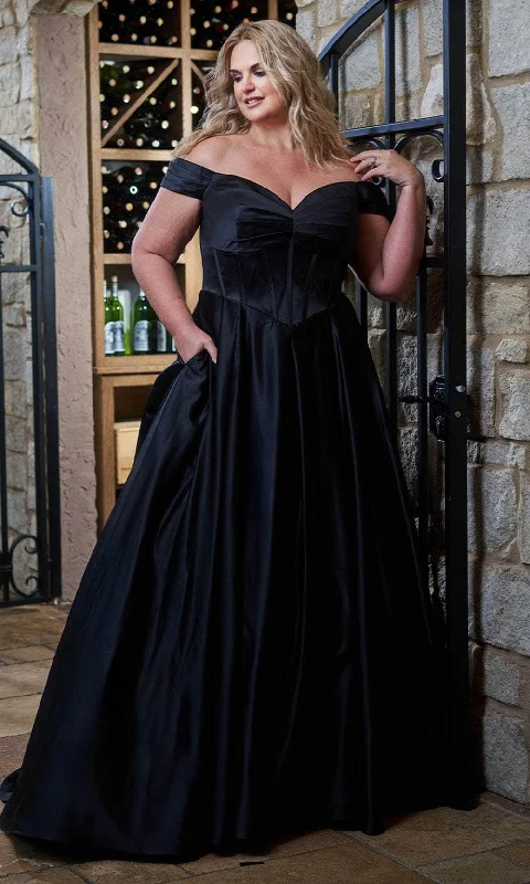 Trend Leading Collection Sydney's Closet SC5347 - Satin Ballgown with Off-Shoulder Neckline