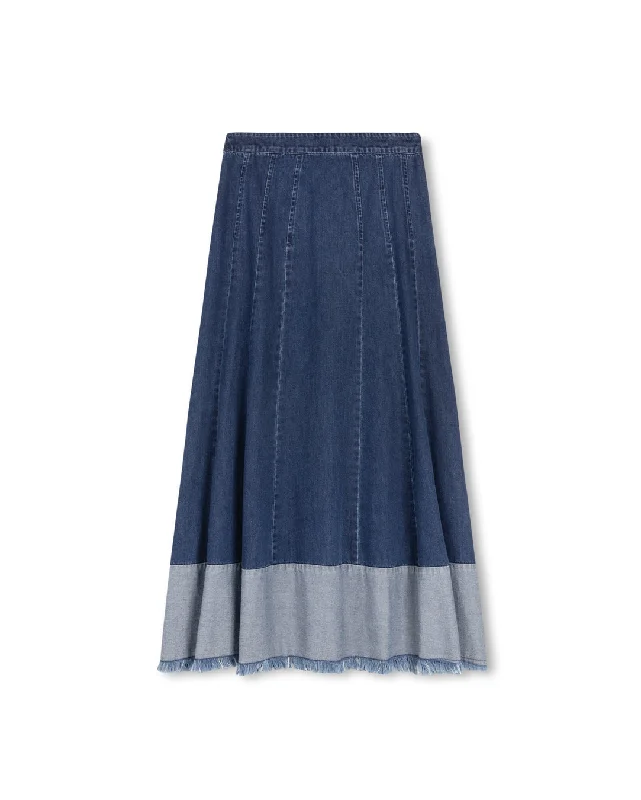 Step Ahead, Lead The Trend Denim Frayed Skirt