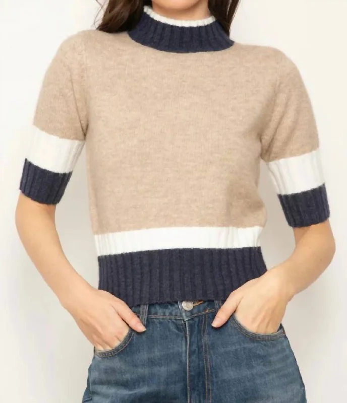 Insane Discount Onslaught Millie Quarter Sleeve Turtleneck Sweater In Oatmeal Combo