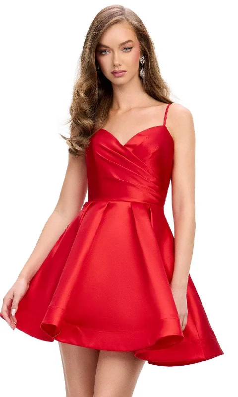 Limited Time Offers Ashley Lauren 4780 - Pleated Skirt Satin Cocktail Dress