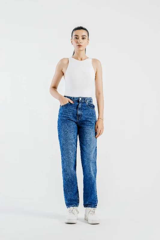 Graceful Drape Basic Mom Fit Jeans