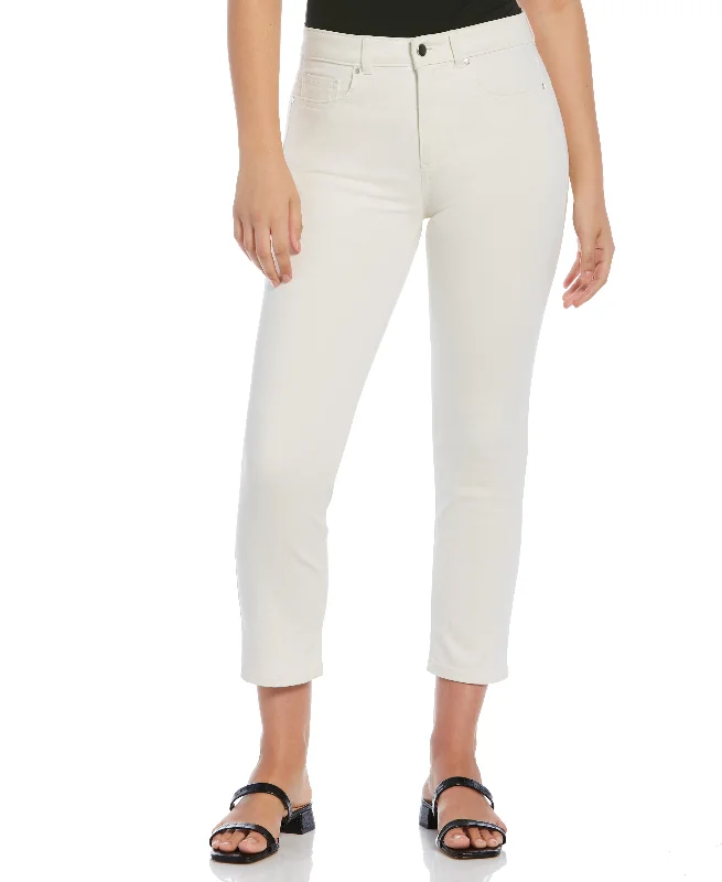 Chic And Edgy High Rise Straight Cropped Denim Pant