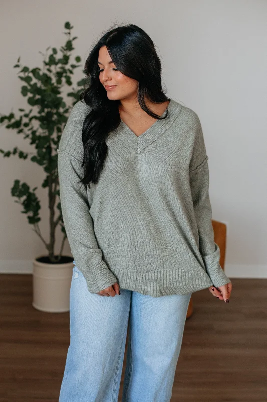 Flowy Fabric Shenia Oversized Sweater - Sage